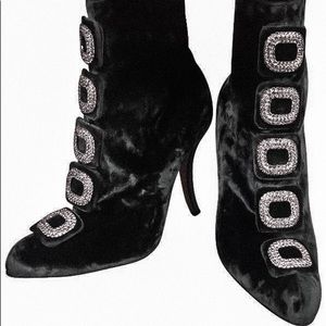 MANOLO BLAHNIK Swarovski Crystal Boots RARE